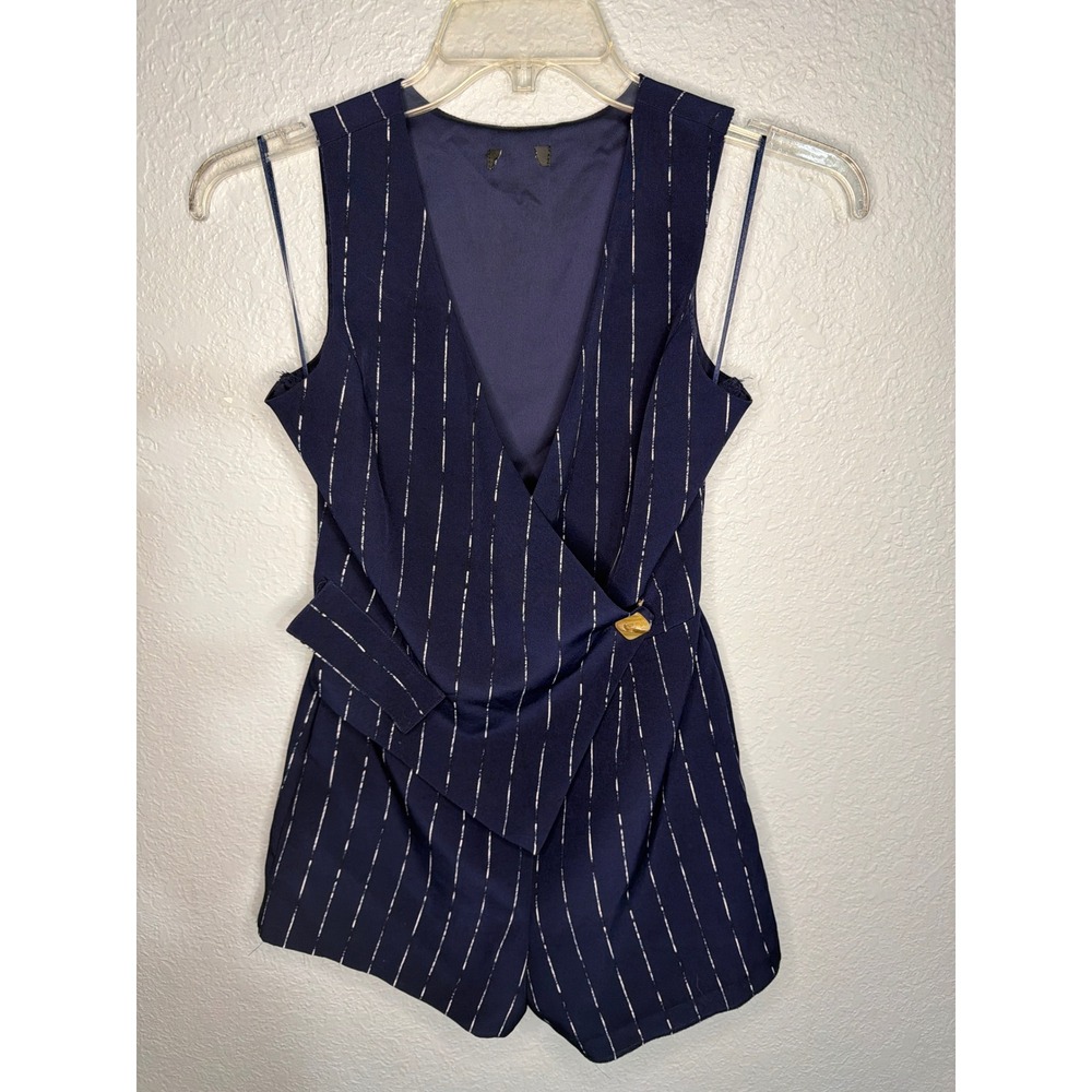 Pinstripe ZARA Romper Women XS Navy Blue Excellent